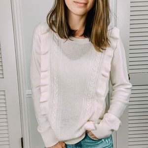 Banana Republic Cream Ruffle Knit Sweater